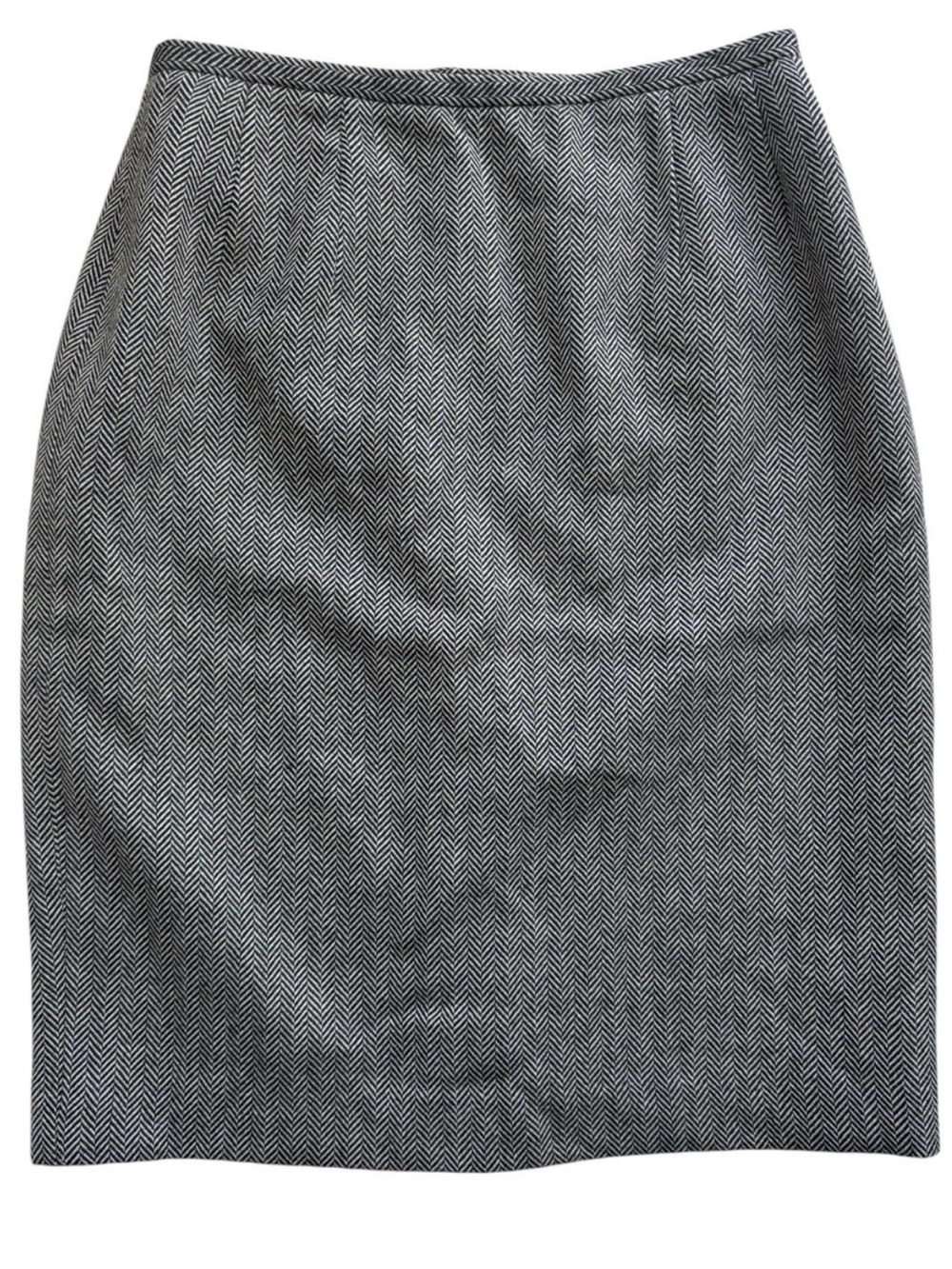 Harve Benard Pencil Skirt 6 Brown Black 100% Wool Lined Herringbone Vtg Career